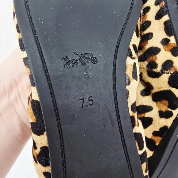 Coach Stanton Cheetah Calf Fur Flats 7.5 - Picture 6 of 8